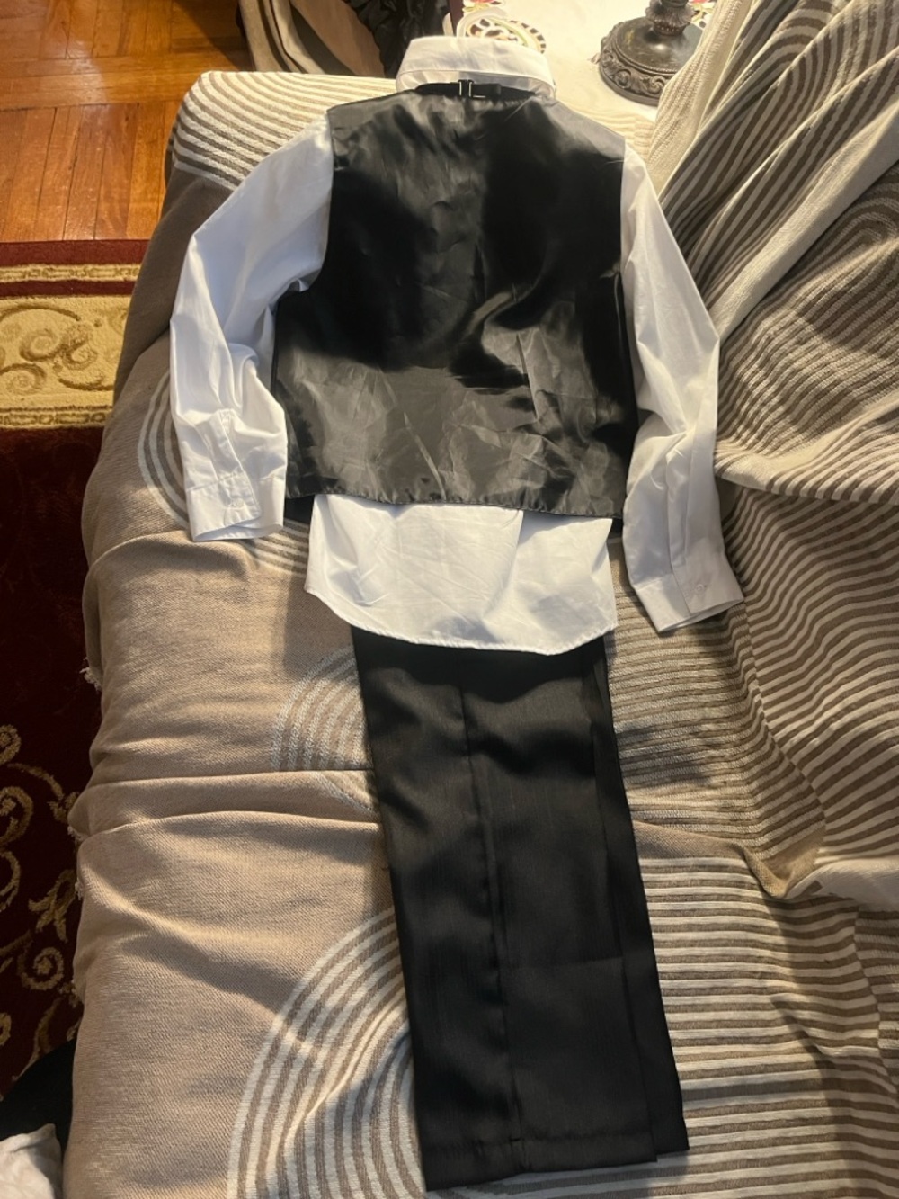 Kids Black  dress suit Vest & Pants Formal  with White Shirt
